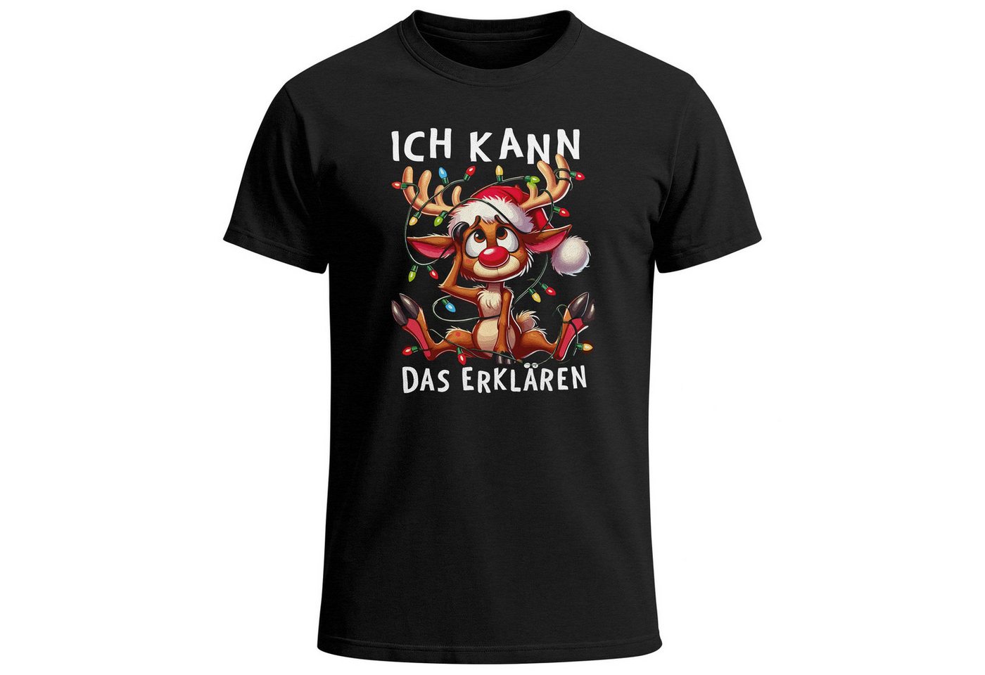 MoonWorks Print-Shirt Herren T-Shirt Weihnachten Elch Rentier Lichterkette Ich kann das mit Print von MoonWorks