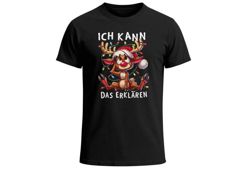 MoonWorks Print-Shirt Herren T-Shirt Weihnachten Elch Rentier Lichterkette Ich kann das mit Print von MoonWorks
