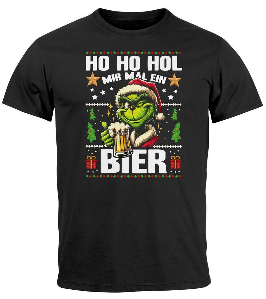 MoonWorks Print-Shirt Herren T-Shirt Weihnachten Grinch Ho Ho Hol mir ein Bier Spruch mit Print von MoonWorks