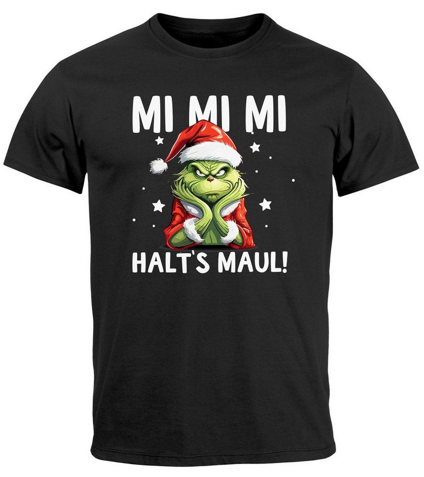 MoonWorks Print-Shirt Herren T-Shirt Weihnachten Grinch Mimimi Halts Maul Spruch mit Print von MoonWorks
