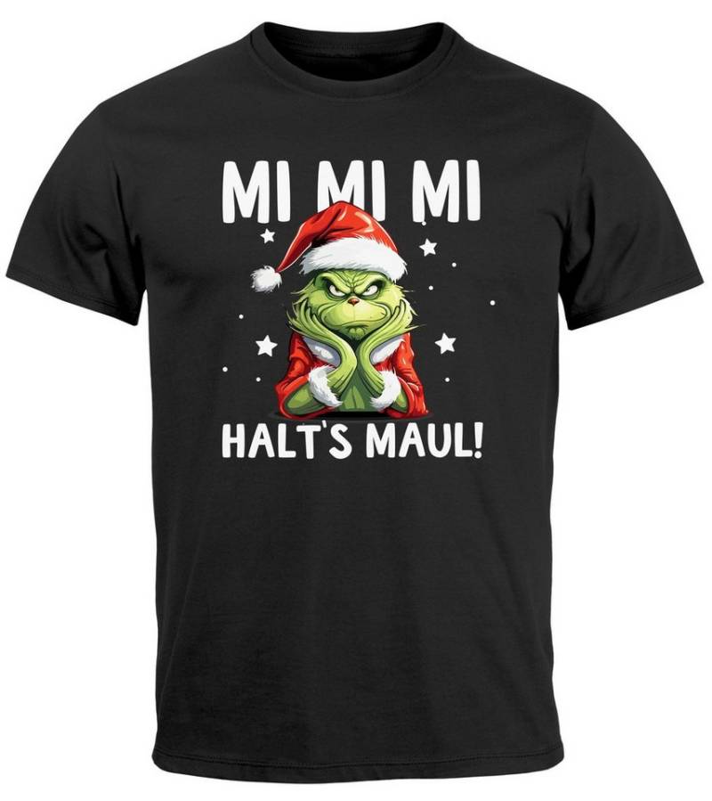 MoonWorks Print-Shirt Herren T-Shirt Weihnachten Grinch Mimimi Halts Maul Spruch mit Print von MoonWorks