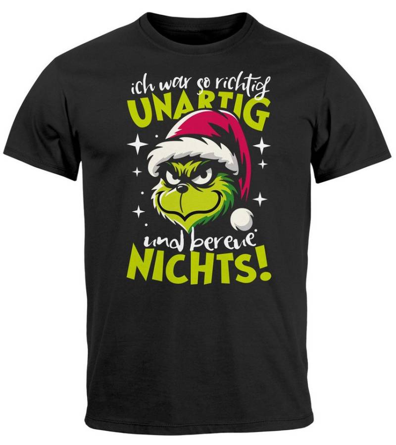 MoonWorks Print-Shirt Herren T-Shirt Weihnachten Grinch Spruch lustig Ich war unartig XMAS mit Print von MoonWorks