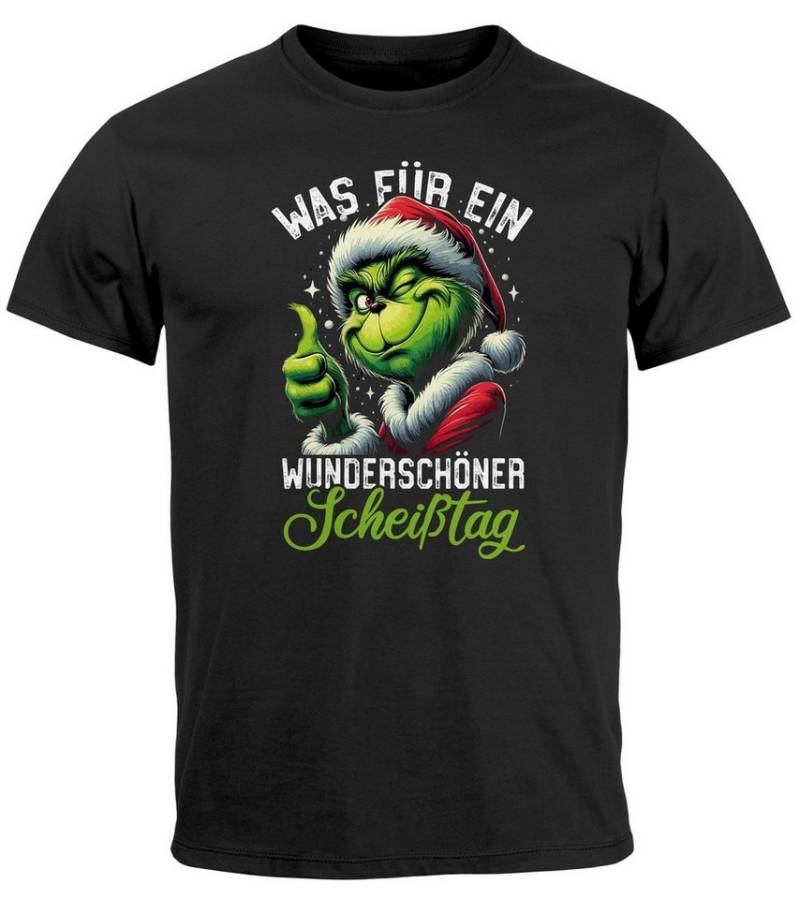 MoonWorks Print-Shirt Herren T-Shirt Weihnachten Grinch Was für ein Scheißtag Spruch lustig mit Print von MoonWorks