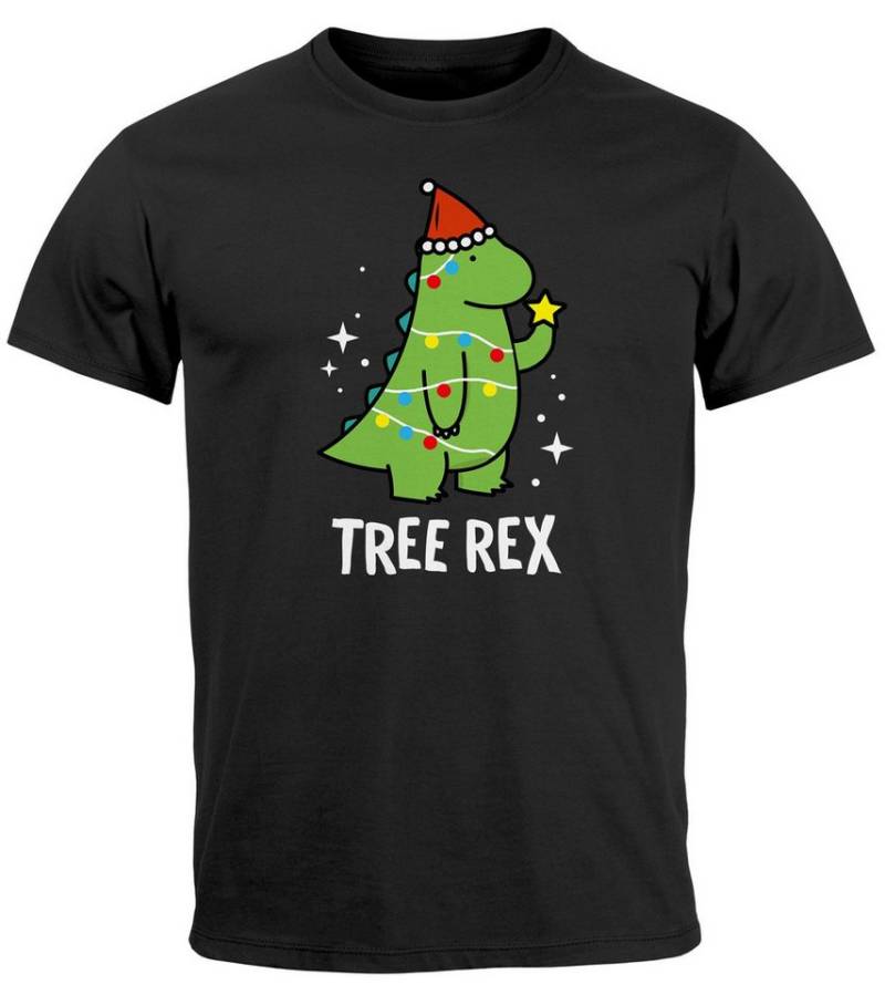 MoonWorks Print-Shirt Herren T-Shirt Weihnachten Lusitg Tree Rex Dino XMAS Weihnachtsoutfit mit Print von MoonWorks