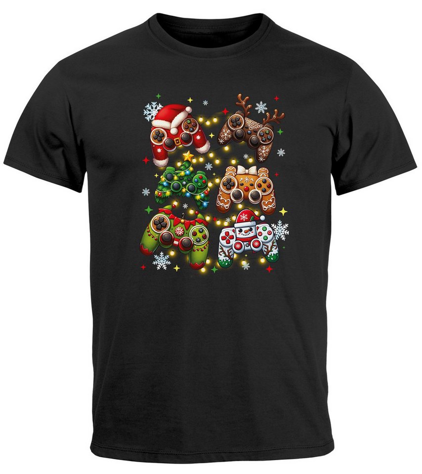 MoonWorks Print-Shirt Herren T-Shirt Weihnachten Lustig Lebkuchen Konsole Gaming Design mit Print von MoonWorks