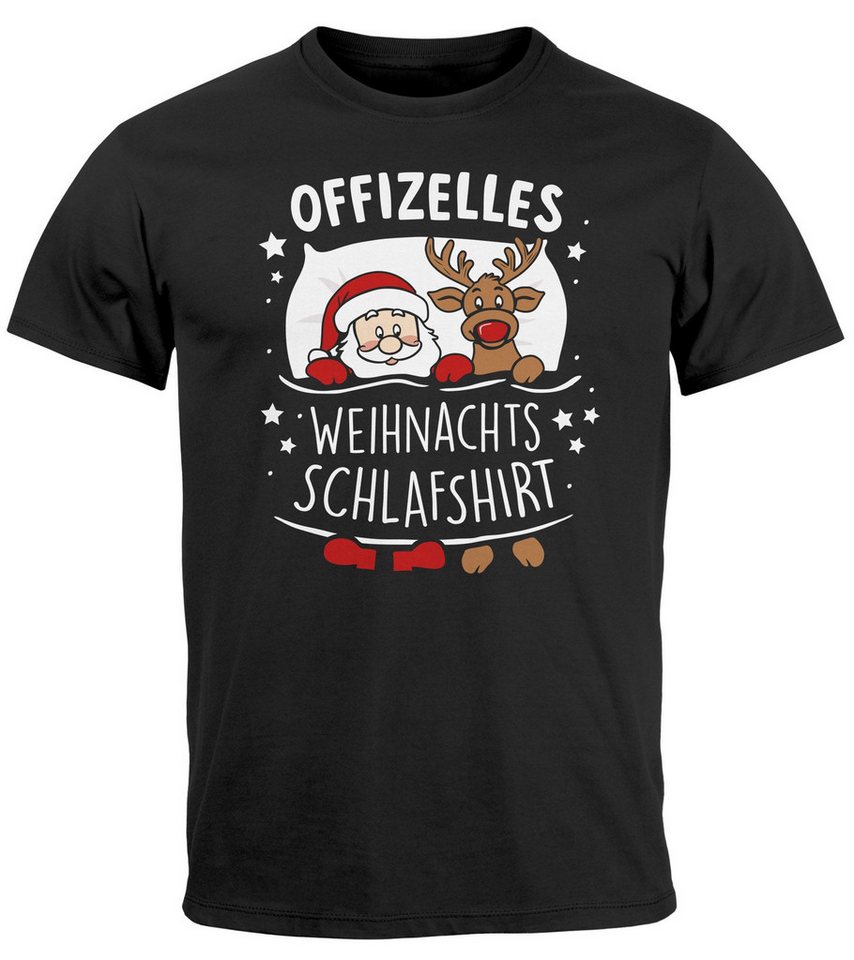 MoonWorks Print-Shirt Herren T-Shirt Weihnachten Offizielles Weihnachtsschlafshirt Santa mit Print von MoonWorks
