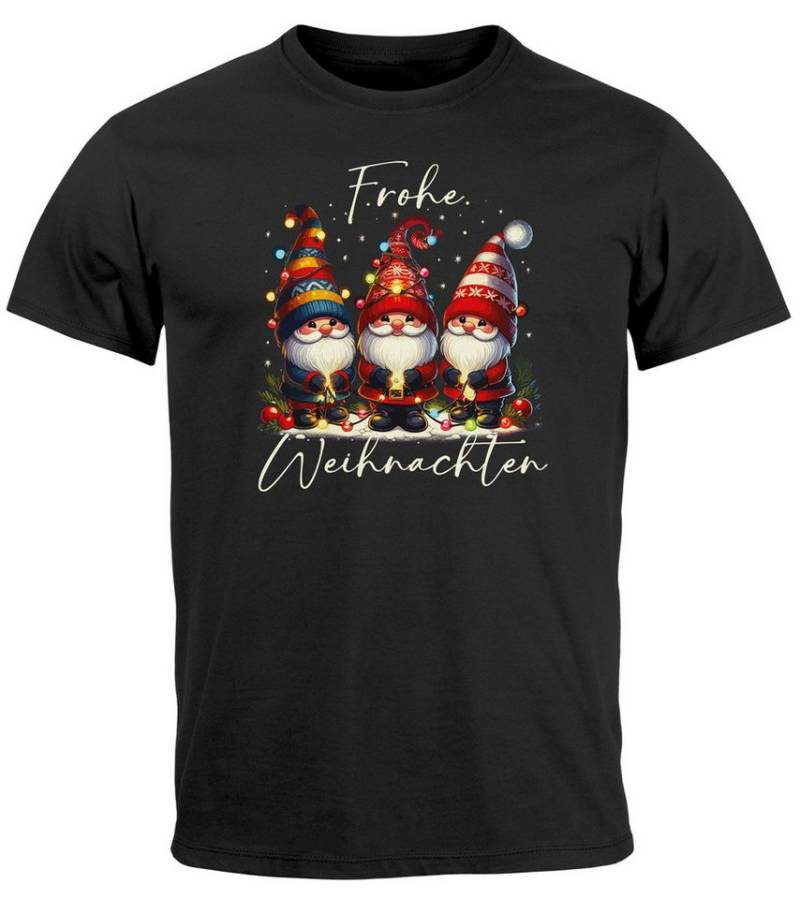 MoonWorks Print-Shirt Herren T-Shirt Weihnachten Printshirt Wichtel Design Aufdruck Frohe mit Print von MoonWorks