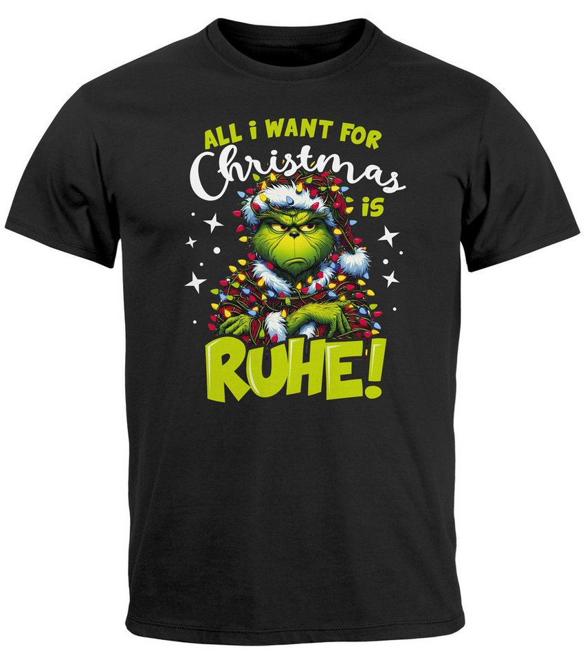 MoonWorks Print-Shirt Herren T-Shirt Weihnachten Ruhe Weihnachtsshirt Grinch mit Print von MoonWorks