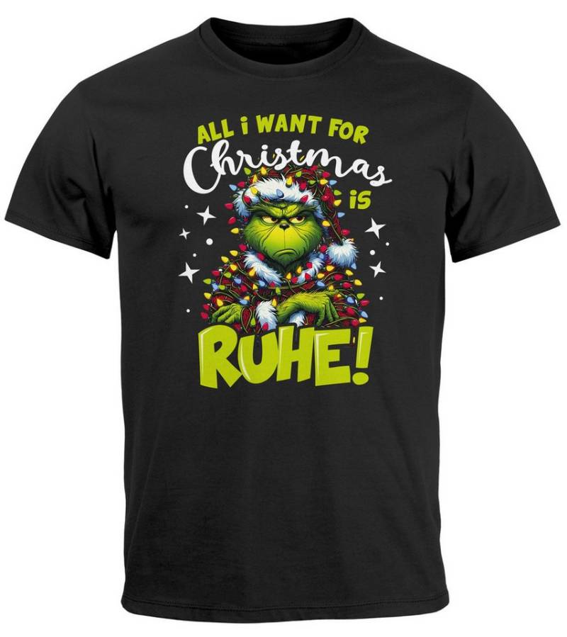 MoonWorks Print-Shirt Herren T-Shirt Weihnachten Ruhe Weihnachtsshirt Grinch mit Print von MoonWorks
