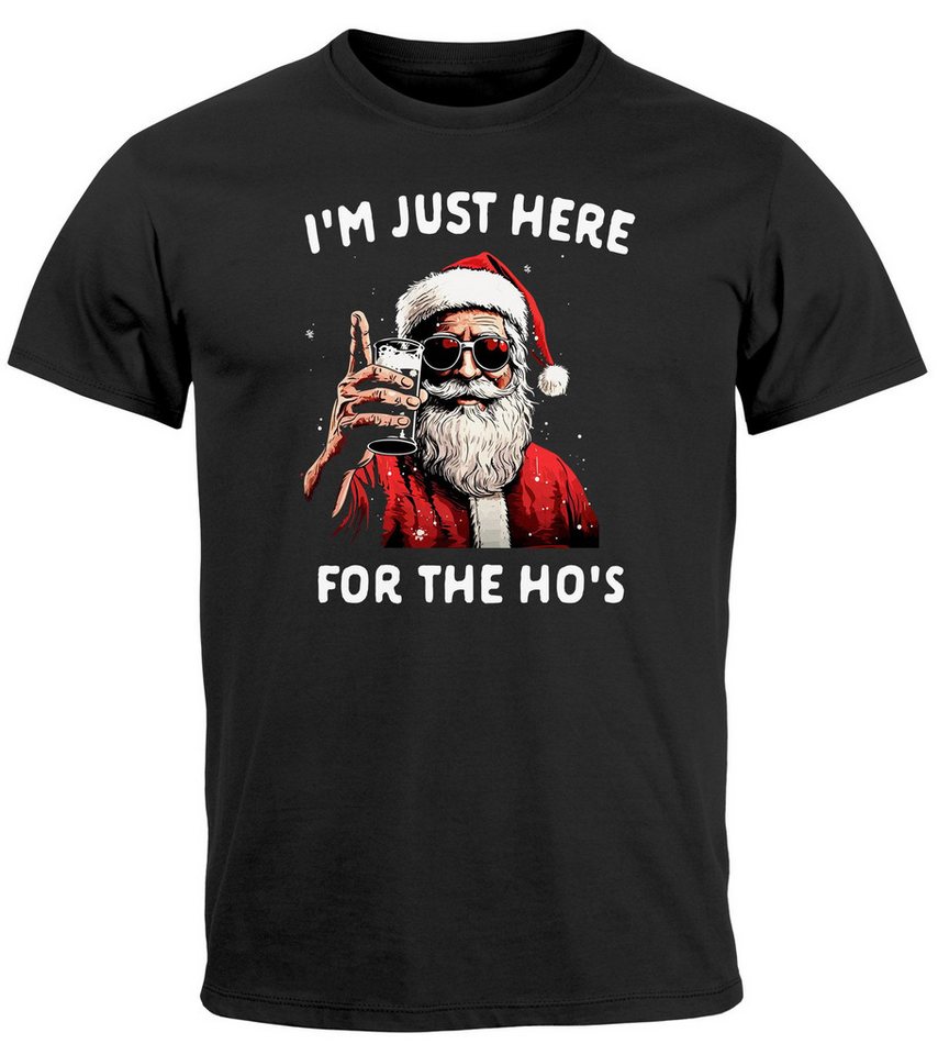 MoonWorks Print-Shirt Herren T-Shirt Weihnachten Spruch I`m just here for the Ho's mit Print von MoonWorks