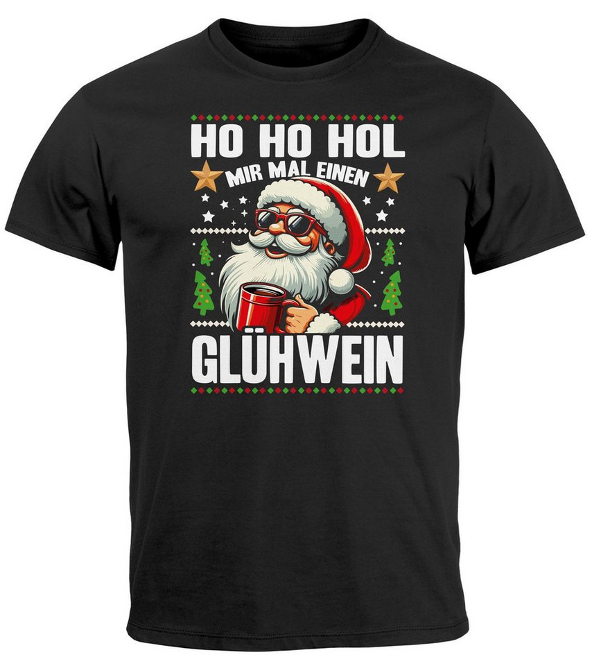 MoonWorks Print-Shirt Herren T-Shirt Weihnachten Spruch Lustig Ho Ho Ho Glühwein mit Print von MoonWorks