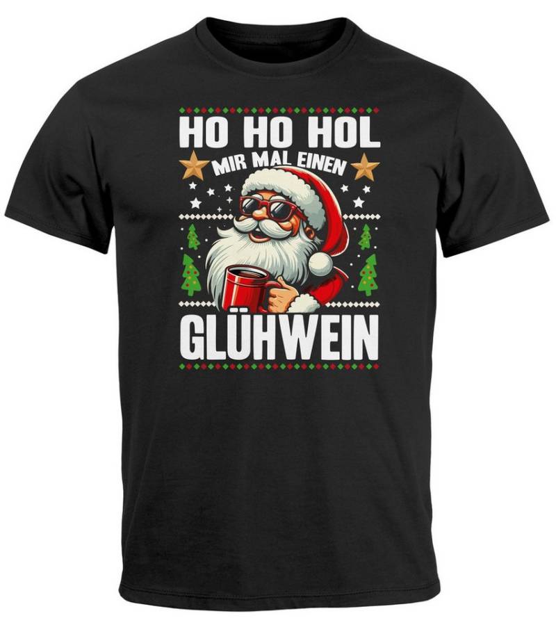 MoonWorks Print-Shirt Herren T-Shirt Weihnachten Spruch Lustig Ho Ho Ho Glühwein mit Print von MoonWorks