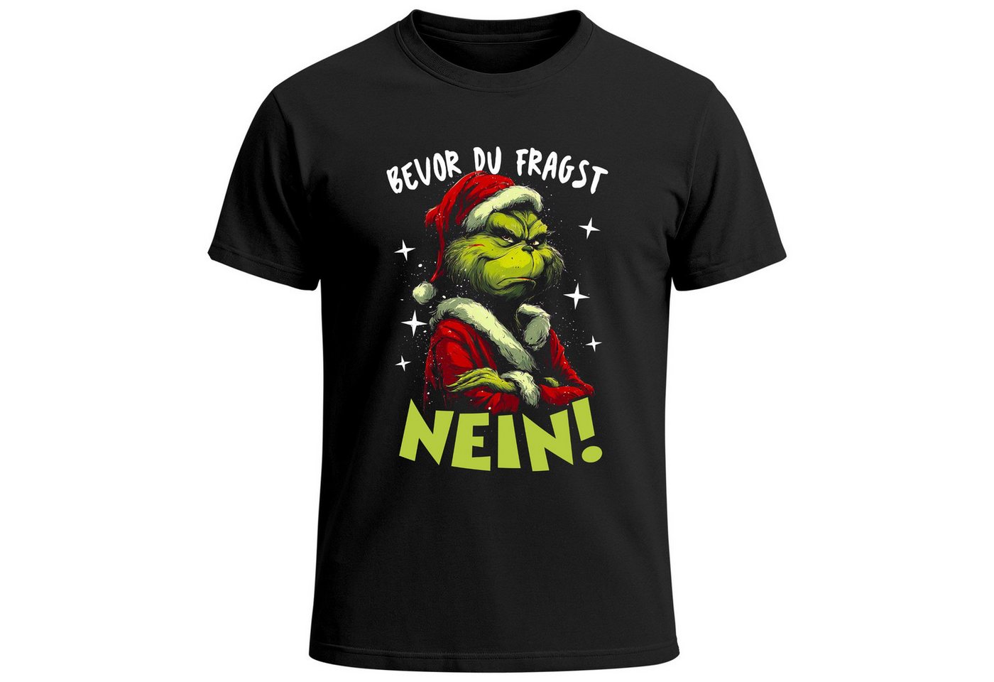 MoonWorks Print-Shirt Herren T-Shirt Weihnachten Spruch lustig Bevor du fragst NEIN XMAS mit Print von MoonWorks