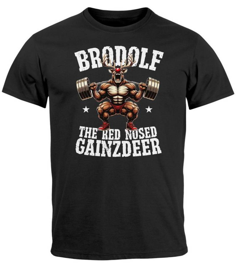 MoonWorks Print-Shirt Herren T-Shirt Weihnachten Spruch lustig Fitness Sport XMAS Outfit mit Print von MoonWorks