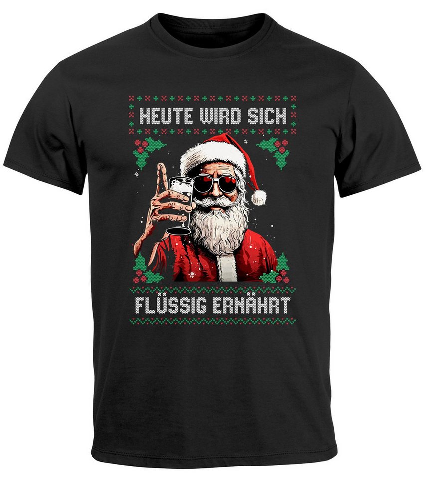 MoonWorks Print-Shirt Herren T-Shirt Weihnachten Spruch lustig Heute wird sich flüssig mit Print von MoonWorks