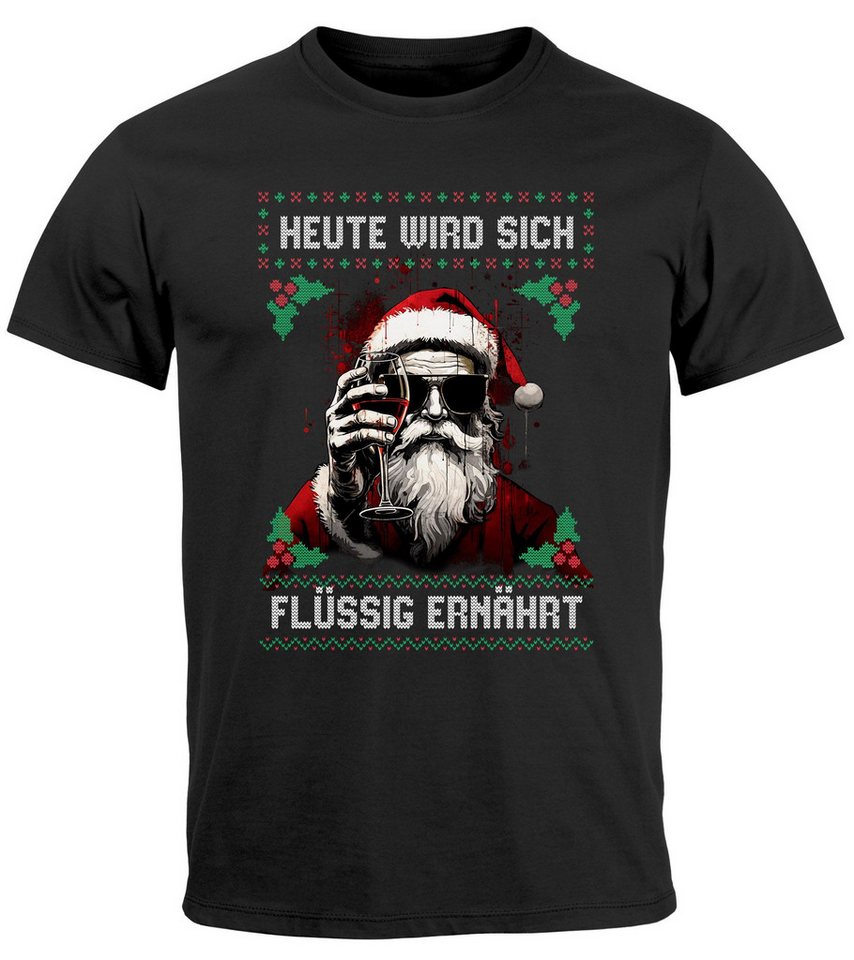 MoonWorks Print-Shirt Herren T-Shirt Weihnachten Spruch lustig Heute wird sich flüssig mit Print von MoonWorks