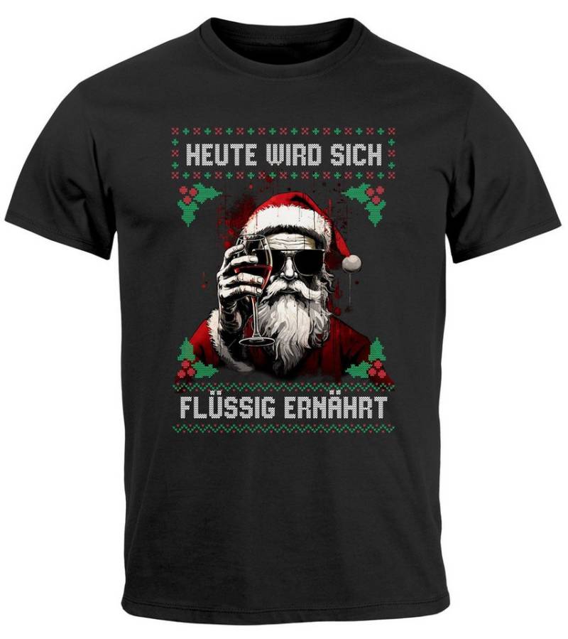 MoonWorks Print-Shirt Herren T-Shirt Weihnachten Spruch lustig Heute wird sich flüssig mit Print von MoonWorks