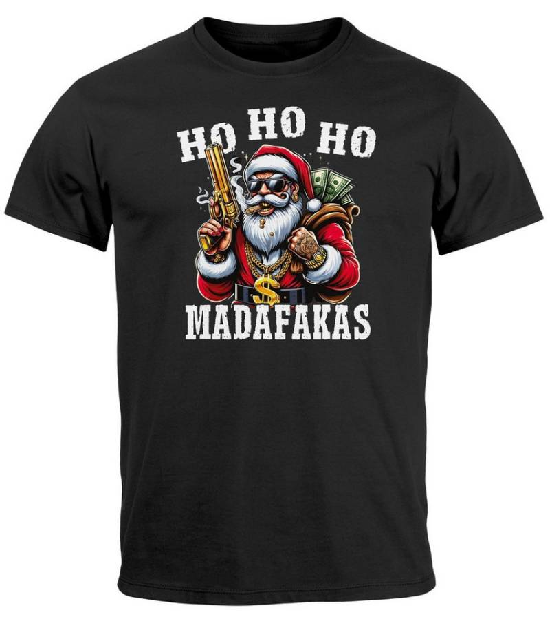 MoonWorks Print-Shirt Herren T-Shirt Weihnachten Spruch lustig Santa Claus Hohoho Madafakas mit Print von MoonWorks