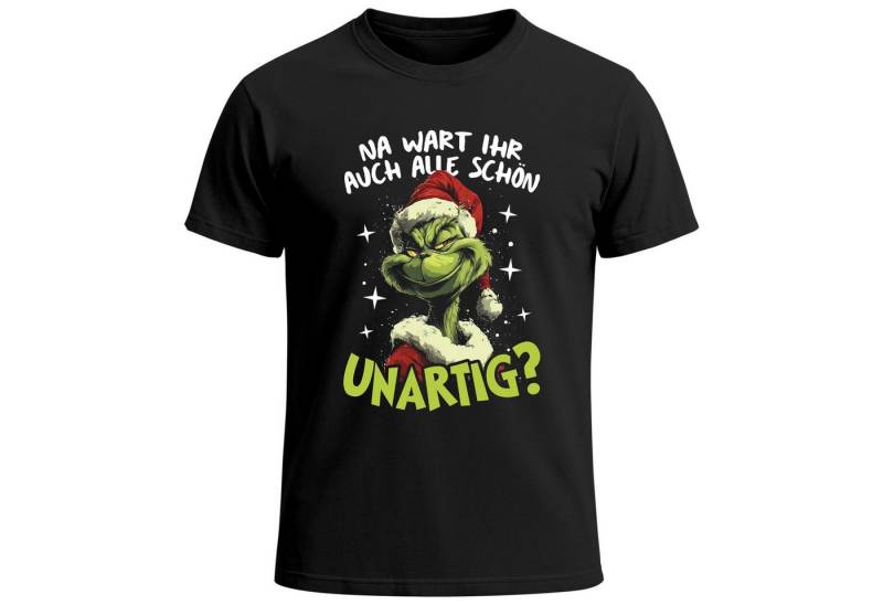 MoonWorks Print-Shirt Herren T-Shirt Weihnachten Unartig Spruch lustig Weihnachtsshirt XMAS mit Print von MoonWorks