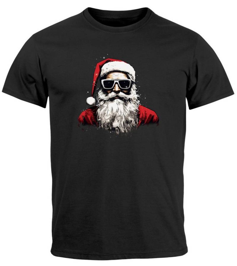 MoonWorks Print-Shirt Herren T-Shirt Weihnachten Weihnachtsmann Santa Claus Cool Ugly XMAS mit Print von MoonWorks