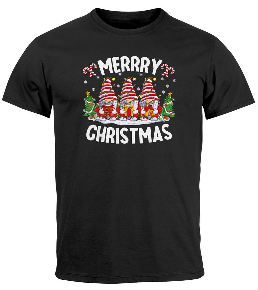 MoonWorks Print-Shirt Herren T-Shirt Weihnachten Wichtel Zuckerstangen Merry Christmas mit Print von MoonWorks
