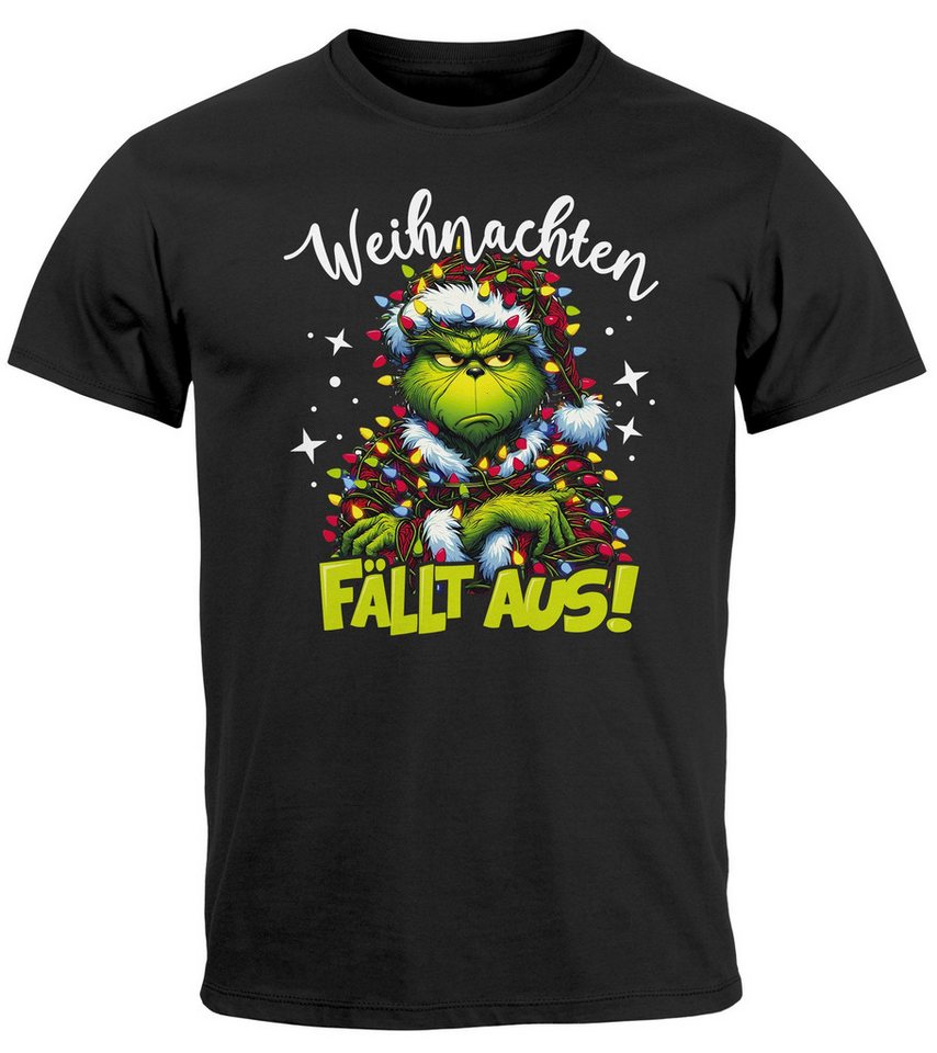 MoonWorks Print-Shirt Herren T-Shirt Weihnachten fällt aus Weihnachtsshirt Grinch mit Print von MoonWorks