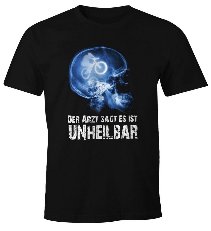 MoonWorks Print-Shirt Herren T-Shirt Xray Der Arzt sagt es ist unheilbar Hobby Röntgenbild Bike Fahrrad Downhill Fun-Shirt Moonworks® mit Print von MoonWorks