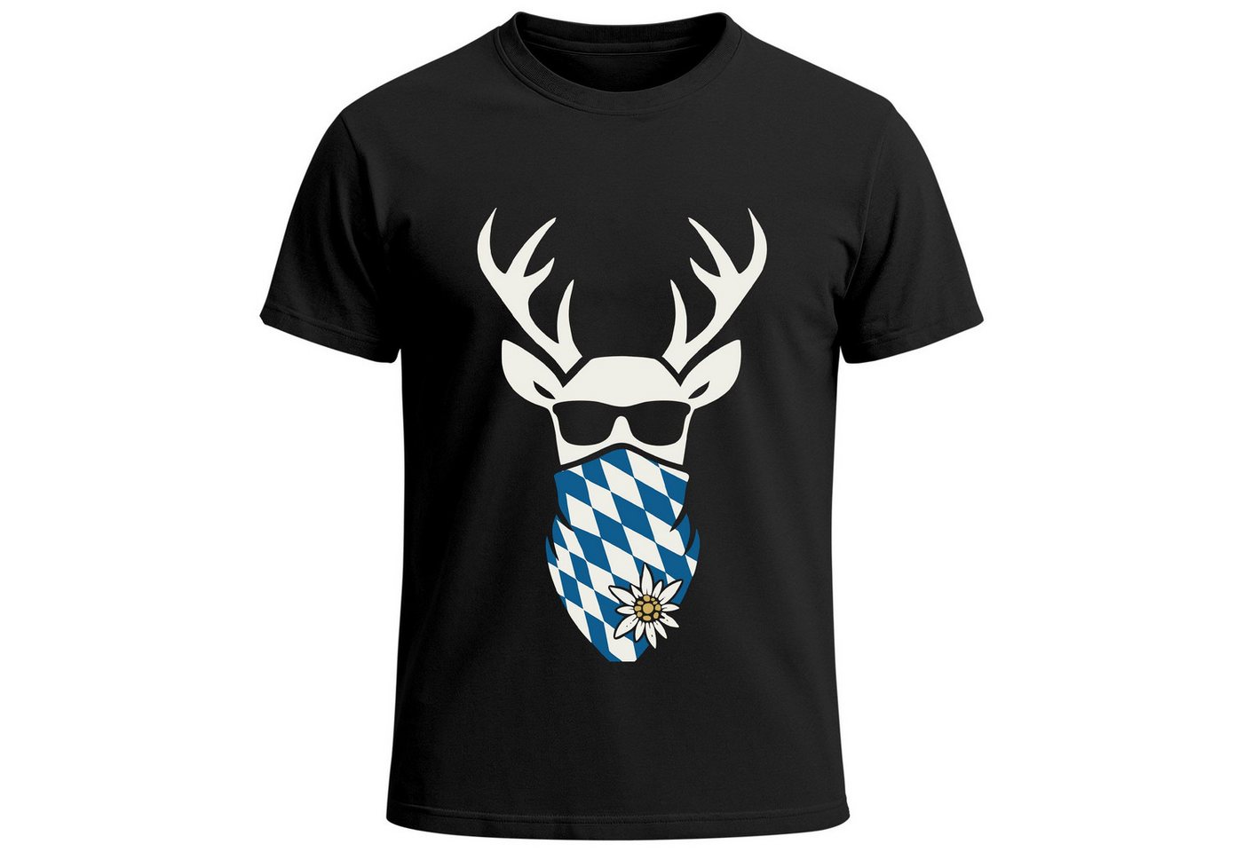 MoonWorks Print-Shirt Herren T-Shirt für das Oktoberfest Bayern Hirsch mit Sonnenbrille mit Print von MoonWorks