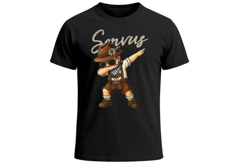 MoonWorks Print-Shirt Herren T-Shirt für das Oktoberfest Lausbua Servus Dabbing Baby mit Print von MoonWorks