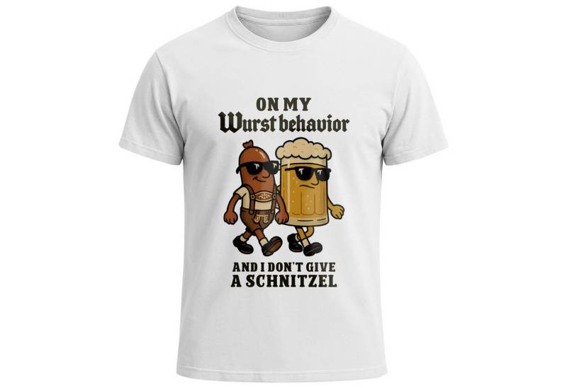 MoonWorks Print-Shirt Herren T-Shirt für das Oktoberfest On My Wurst Behavior Fun-Shirt mit Print von MoonWorks