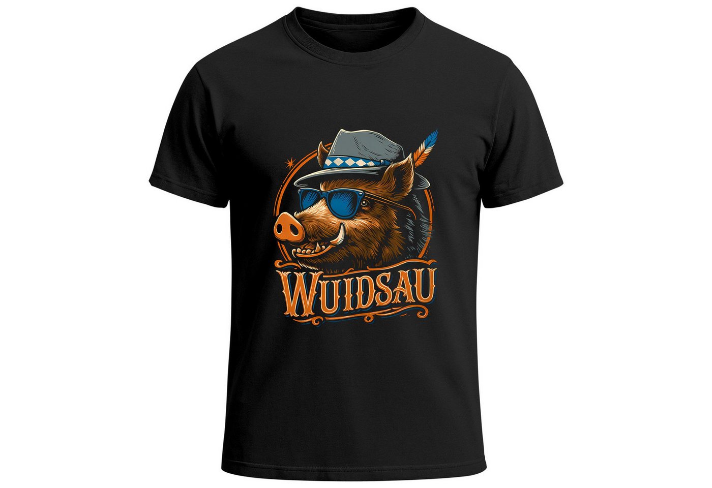 MoonWorks Print-Shirt Herren T-Shirt für das Oktoberfest Wuidsau Wildschwein Sonnenbrille mit Print von MoonWorks