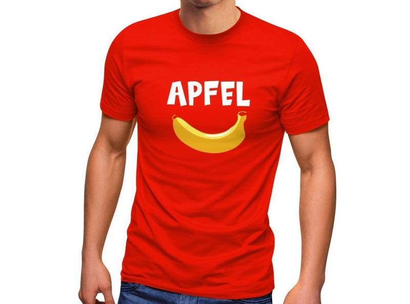 MoonWorks Print-Shirt Herren T-Shirt lustiger Aufdruck Apfel Banane Witz Scherz Fun-Shirt mit Print von MoonWorks