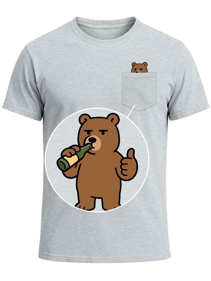 MoonWorks Print-Shirt Herren T-Shirt mit Brusttasche Fun-Shirt mit Bär Brustprint Aufdruckl mit Print von MoonWorks
