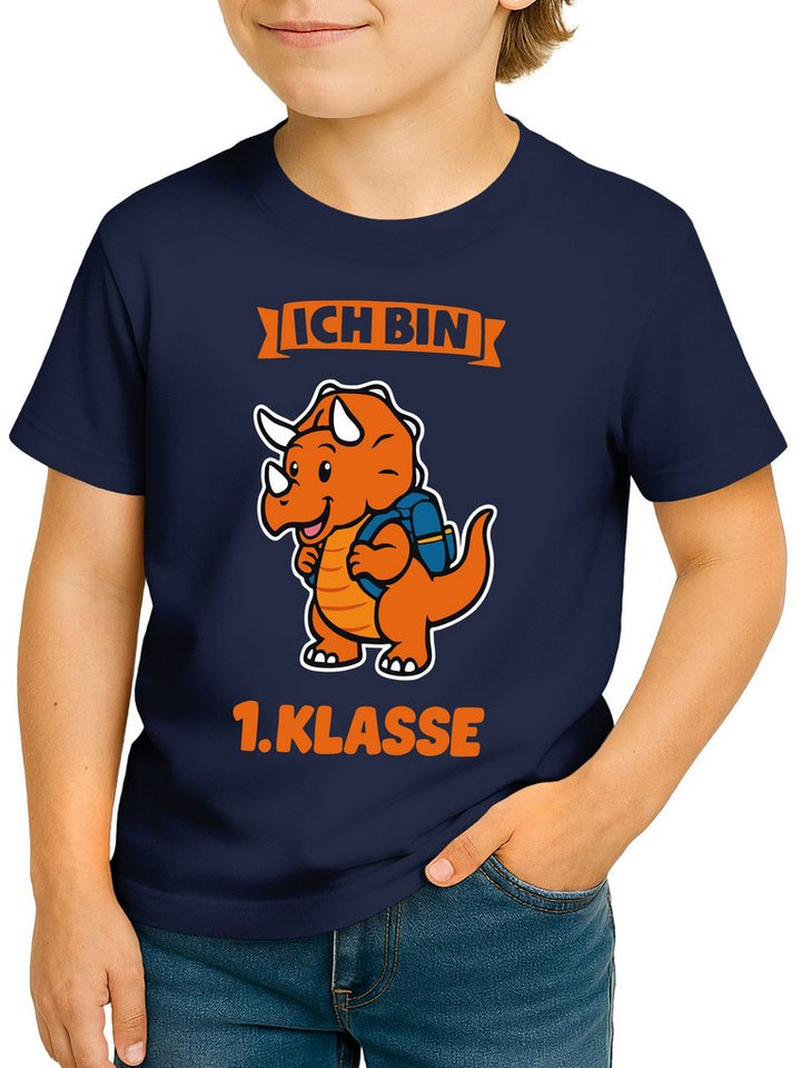 MoonWorks Print-Shirt Kinder Jungen T-Shirt Einschulung 2025 Dino Spruch Ich bin erste von MoonWorks