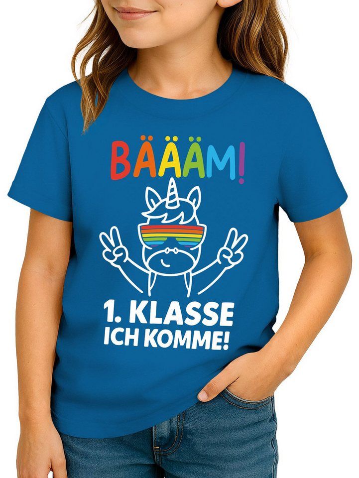MoonWorks Print-Shirt Kinder Mädchen T-Shirt Einschulung 2025 mit Regenbogen-Einhorn von MoonWorks