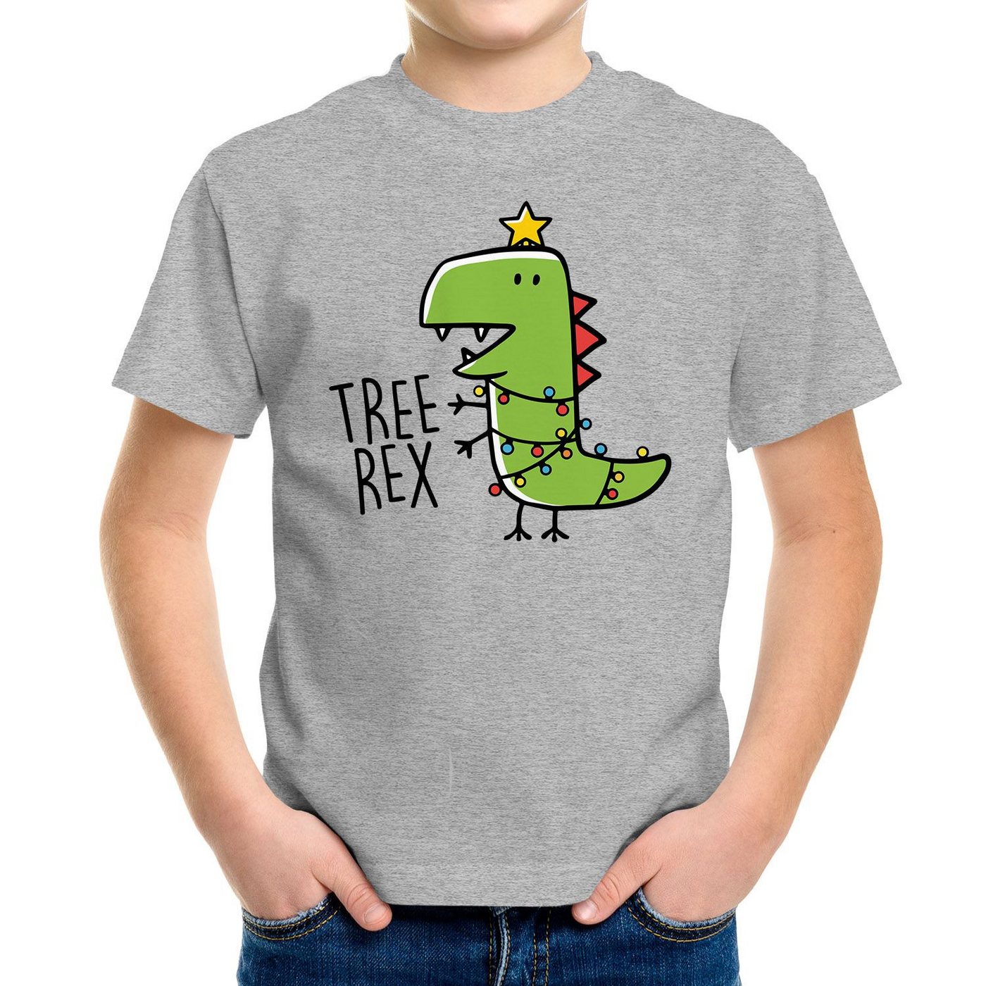 MoonWorks Print-Shirt Kinder T-Shirt Dinosaurier Tree Rex Christmas Tyrannosaurus XMAS von MoonWorks