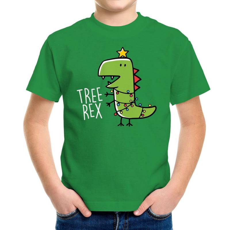 MoonWorks Print-Shirt Kinder T-Shirt Dinosaurier Tree Rex Christmas Tyrannosaurus XMAS von MoonWorks