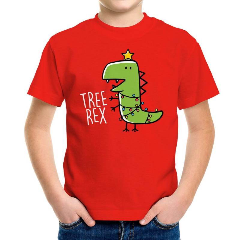 MoonWorks Print-Shirt Kinder T-Shirt Dinosaurier Tree Rex Christmas Tyrannosaurus XMAS von MoonWorks