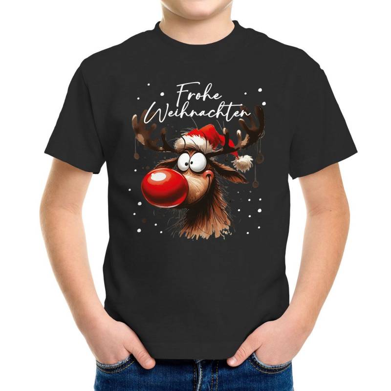 MoonWorks Print-Shirt Kinder T-Shirt Frohe Weihnachten Rentier Rudolf Weihnachtsshirt von MoonWorks