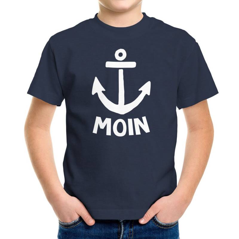 MoonWorks Print-Shirt Kinder T-Shirt Jungen Anker Motiv Spruch lustig Nordisch Maritim Moin von MoonWorks