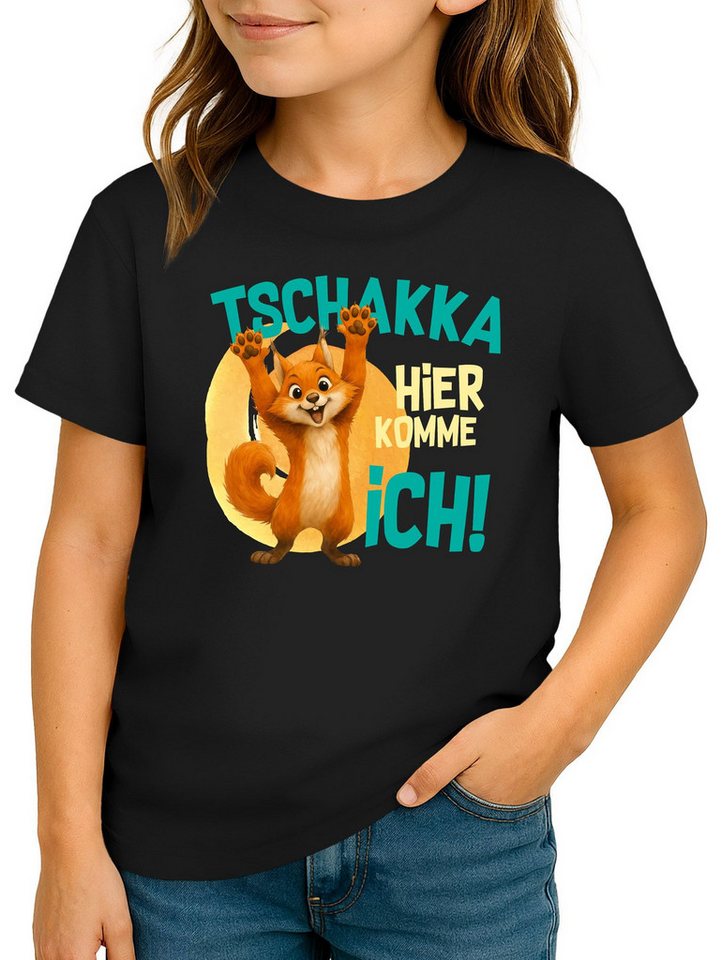 MoonWorks Print-Shirt Kinder T-Shirt Kinder Eichhörnchen Lustiges Tschakka Comic Tiermotiv von MoonWorks