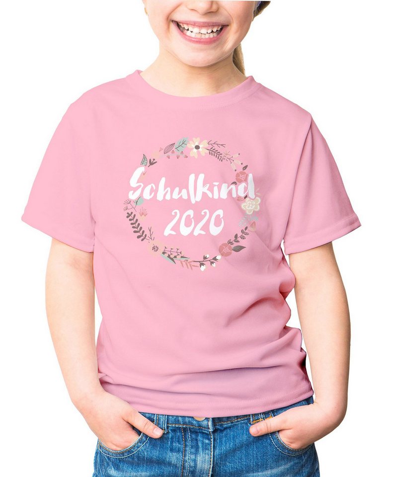 MoonWorks Print-Shirt Kinder T-Shirt Mädchen Aufdruck Schulkind 2020 Blumenranken Bordüre von MoonWorks