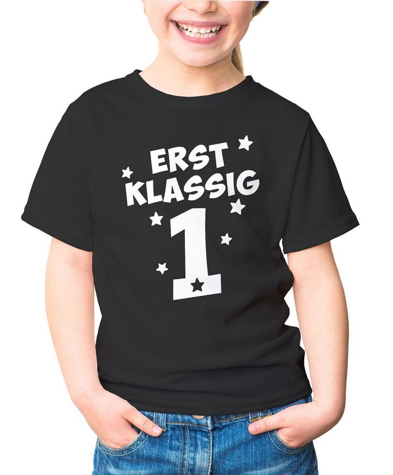 MoonWorks Print-Shirt Kinder T-Shirt Mädchen Aufdruck erstklassig Zahl 1 Sterne Geschenk von MoonWorks