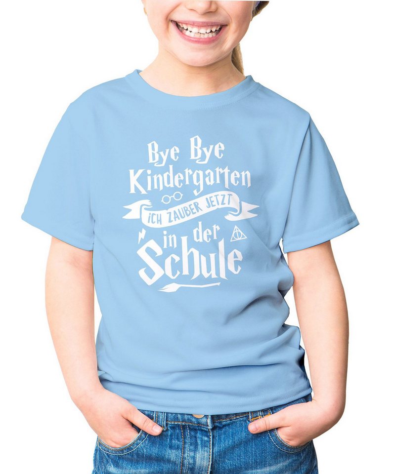 MoonWorks Print-Shirt Kinder T-Shirt Mädchen Bye Bye Kindergarten ich zaubere jetzt in der von MoonWorks