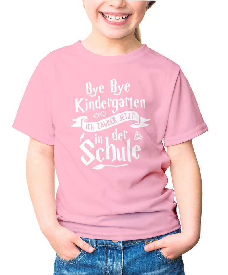 MoonWorks Print-Shirt Kinder T-Shirt Mädchen Bye Bye Kindergarten ich zaubere jetzt in der von MoonWorks