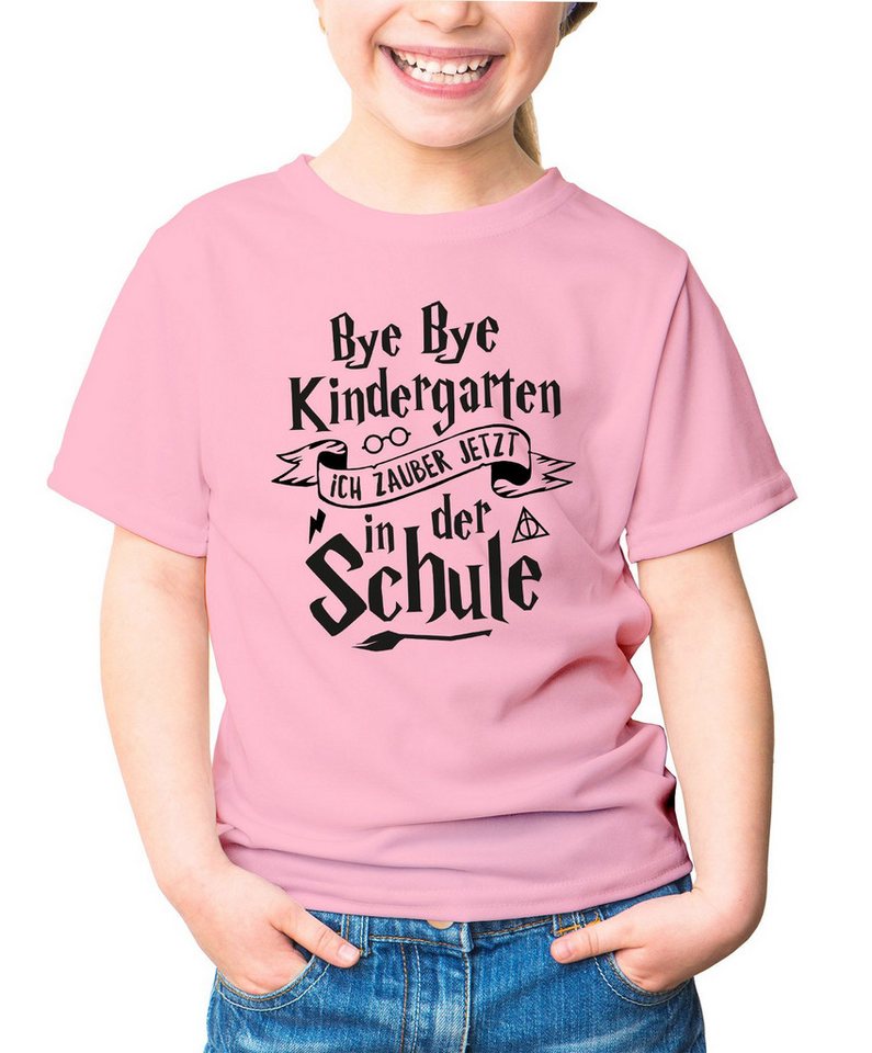 MoonWorks Print-Shirt Kinder T-Shirt Mädchen Bye Bye Kindergarten ich zaubere jetzt in der von MoonWorks