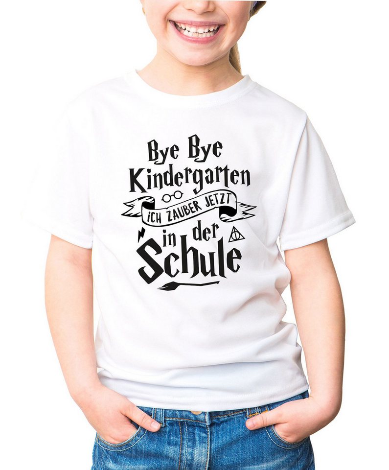 MoonWorks Print-Shirt Kinder T-Shirt Mädchen Bye Bye Kindergarten ich zaubere jetzt in der von MoonWorks