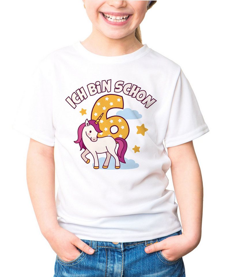 MoonWorks Print-Shirt Kinder T-Shirt Mädchen Einhorn Alter Zahl Spruch Ich bin schon (3-8) von MoonWorks