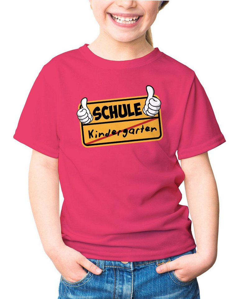 MoonWorks Print-Shirt Kinder T-Shirt Mädchen Parodie Ortsschild Schule Kindergarten von MoonWorks