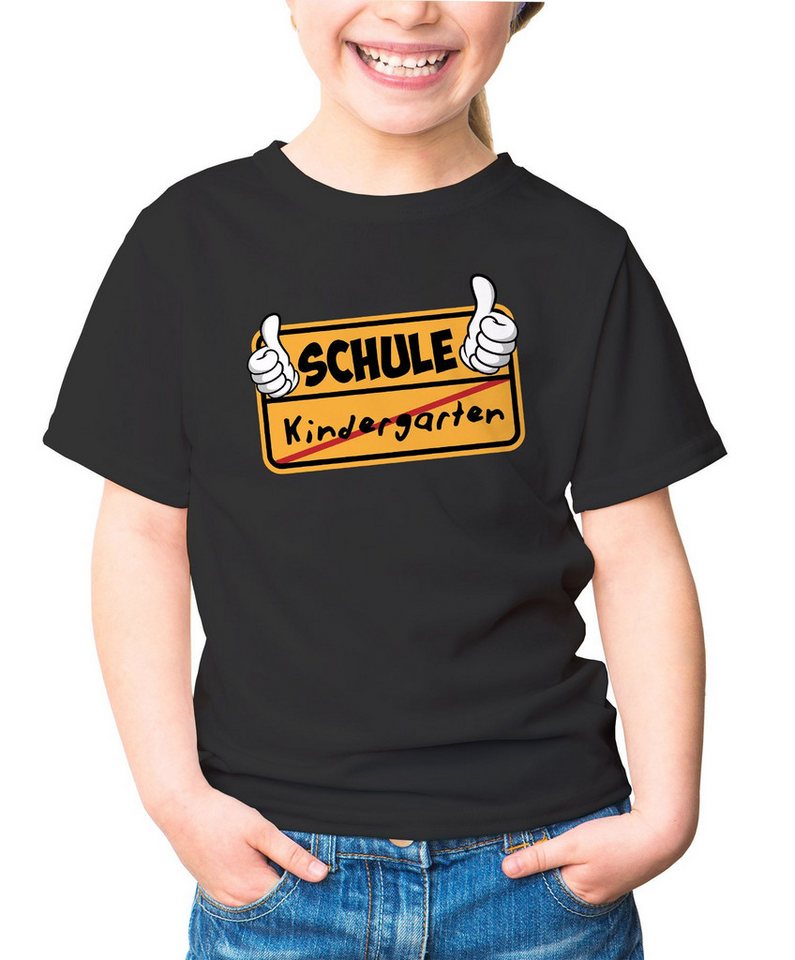 MoonWorks Print-Shirt Kinder T-Shirt Mädchen Parodie Ortsschild Schule Kindergarten von MoonWorks